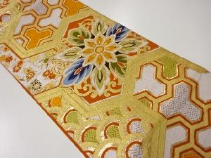 アンティーク　毘沙門亀甲に華文模様織出し袋帯（材料）